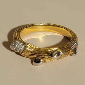 STEPHEN DWECK VERMEIL 925 STERLING SILVER 'FORTUNA DIAMONDS' BRANCH RING SZ 6